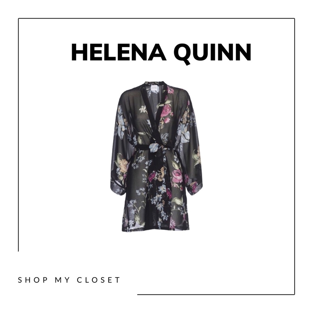 Helena Quinn Sheer Dark Flora Robe. NWT